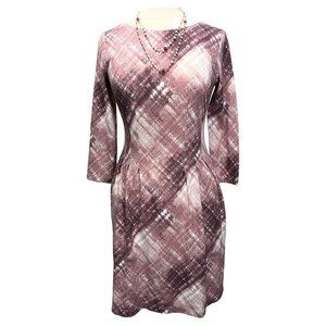 Connected Apparel Pink and White Midi Dress